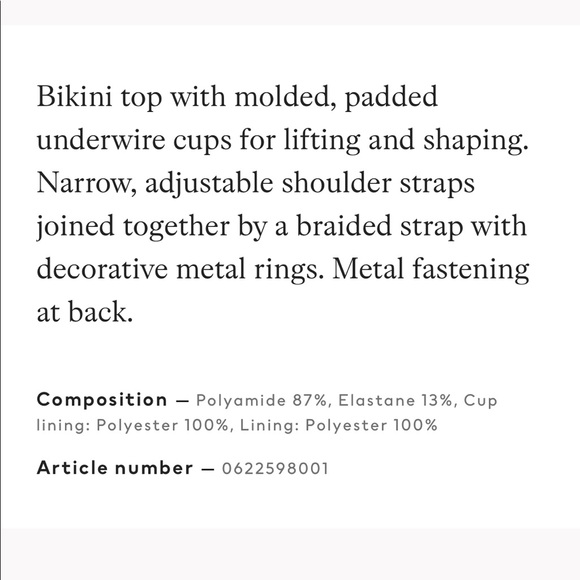 NWOT H&M Push Up Bikini Top with Metal Accents - Picture 3 of 8